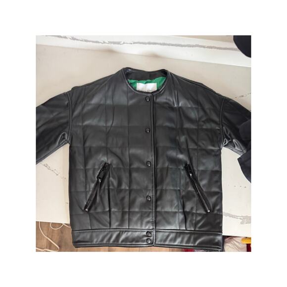 NWT Rebecca Minkoff Faux Leather Black Square Quilted Racer Jacket Women's Small - Picture 12 of 16